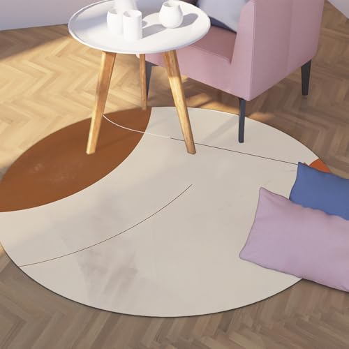 Kreatives Design Runder Teppich 80cm Abstrakte Geometrie Rutschfester maschinenwaschbarer Teppich Home Decor Bodenmatte für Wohnzimmer Schlafzimmer Veranda Schlafsaal von Via Vela