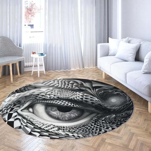 Runde Teppiche im psychedelischen Stil 150cm Horror strukturierter Augendruck rutschfester waschbarer weicher flachfloriger Eingangsbereich kreisförmiger Teppich für den Außenbereich im Innenbereich Runde Teppiche im psychedelischen Stil 150cm Horror strukturierter Augendruck rutschfester waschbarer weicher flachfloriger Eingangsbereich kreisförmiger Teppich für den Außenbereich im Innenbereich von Via Vela