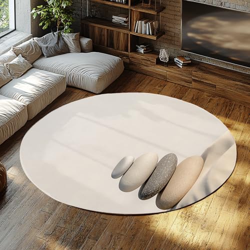 Runder Teppich im Meditationsstil 80cm gestapelter Stein Dünendruck Rutschfester maschinenwaschbarer Teppich Bodenmatte für Wohnzimmer Schlafzimmer Veranda Dekor von Via Vela