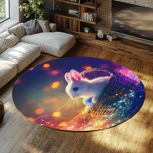 Runder Teppich im lustigen Stil 150cm süßes Kaninchen im Korb Rutschfester maschinenwaschbarer Teppich Home Decor Bodenmatte für Wohnzimmer Veranda Schlafsaal Runder Teppich im lustigen Stil 150cm süßes Kaninchen im Korb Rutschfester maschinenwaschbarer Teppich Home Decor Bodenmatte für Wohnzimmer Veranda Schlafsaal von Via Vela