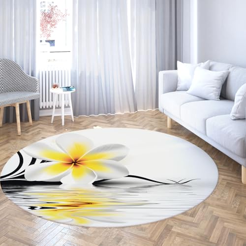 Via Vela 3D-Druck Rutschfester runder Teppich 80cm Schönes Orchideenmuster Weicher waschbarer niedrigfloriger Leichter runder Teppich für Wohnzimmer Schlafzimmer von Via Vela