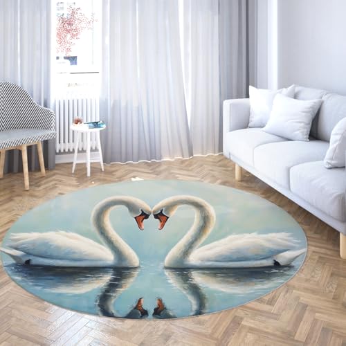 Via Vela Ästhetisches Design Runder Teppich 80cm Schönes Schwanenmuster waschbarer niedriger Flor Rutschfester dünner Kreis Matte Teppich für Schrank Zuhause Flur Spielzimmer Via Vela Ästhetisches Design Runder Teppich 80cm Schönes Schwanenmuster waschbarer niedriger Flor Rutschfester dünner Kreis Matte Teppich für Schrank Zuhause Flur Spielzimmer von Via Vela