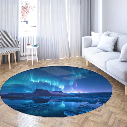 Via Vela Ästhetisches Design Waschbarer runder Teppich 200cm Aurora Scenery Wohnzimmer Rutschfester dünner Innenboden-Niederflorteppich für den Eingangsbereich Esszimmer Via Vela Ästhetisches Design Waschbarer runder Teppich 200cm Aurora Scenery Wohnzimmer Rutschfester dünner Innenboden-Niederflorteppich für den Eingangsbereich Esszimmer von Via Vela
