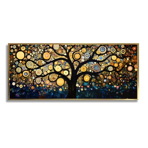 Via Vela Abstrakte Wirbel Baum Leinwand Wandkunst Moderne Wanddrucke Große Natur Poster Malerei Ästhetisches Design für Wohnzimmer Gästezimmer Dekor 60x145cm mit Goldrahmen von Via Vela