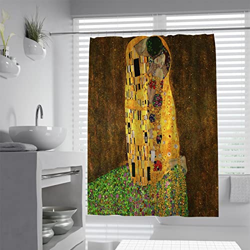 Via Vela Abstrakter Duschvorhang Gustav Klimt Retro Romantisches Ölgemälde Badezimmer Duschvorhänge Hotel Qualität Duschvorhänge Set mit 12 Haken 240x200 cm von Via Vela