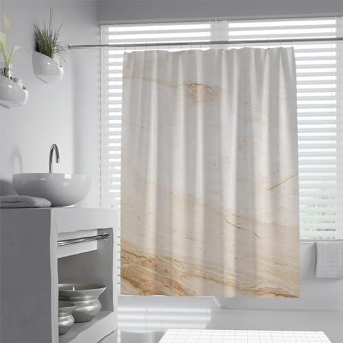 Via Vela Beige Duschvorhang Clean Helles minimalistisches Badezimmerdekor Sichtschutz Praktische Duschvorhänge mit Haken 180x200 cm von Via Vela