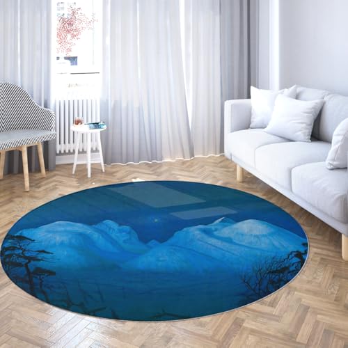 Via Vela Blaue runde Teppiche 80cm Winternacht in den Bergen Landschaft Maschinenwaschbar Kreis Teppichboden rutschfest für Waschküche Esszimmer Via Vela Blaue runde Teppiche 80cm Winternacht in den Bergen Landschaft Maschinenwaschbar Kreis Teppichboden rutschfest für Waschküche Esszimmer von Via Vela