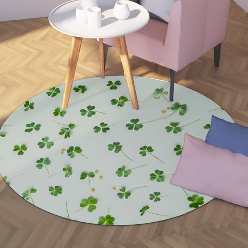 Via Vela Botanischer maschinenwaschbarer runder Teppich 80cm grüner Blattmuster Rutschfester niedrigfloriger Bodenkreisteppich für Küche Schlafzimmer Konferenzraum von Via Vela