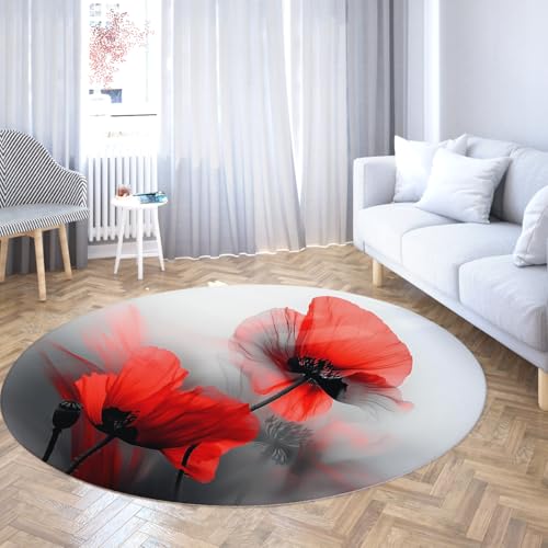 Via Vela Creative Design waschbarer runder Teppich 80cm rotes Blumenmuster Rutschfester niedrigfloriger Innenboden-Kreisteppich für Küche Schlafzimmer Konferenzraum Via Vela Creative Design waschbarer runder Teppich 80cm rotes Blumenmuster Rutschfester niedrigfloriger Innenboden-Kreisteppich für Küche Schlafzimmer Konferenzraum von Via Vela