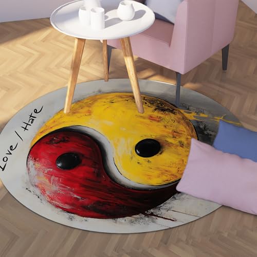Via Vela Klassischer Stil waschbarer runder Teppich 150cm Tai Chi Yin Yang Bagua Muster Rutschfester Boden Kreis Teppich mit niedrigem Flor für Schlafzimmer Konferenzraum Via Vela Klassischer Stil waschbarer runder Teppich 150cm Tai Chi Yin Yang Bagua Muster Rutschfester Boden Kreis Teppich mit niedrigem Flor für Schlafzimmer Konferenzraum von Via Vela