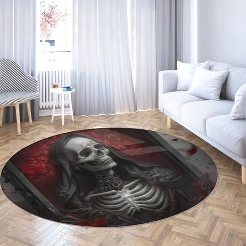 Via Vela Kreatives Design Waschbarer Rutschfester runder Teppich 180cm Eleganter Skelett Braut Druck Wohnkultur Großer Kreis Teppich für Arbeitszimmer Esszimmer Via Vela Kreatives Design Waschbarer Rutschfester runder Teppich 180cm Eleganter Skelett Braut Druck Wohnkultur Großer Kreis Teppich für Arbeitszimmer Esszimmer von Via Vela