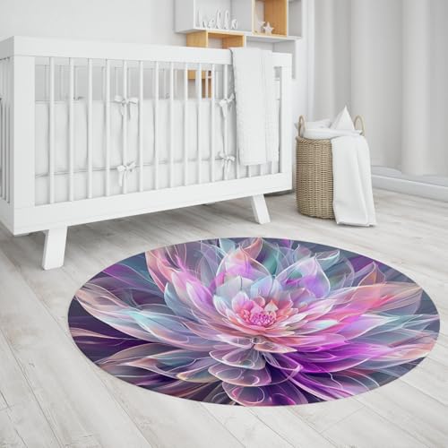Via Vela Lila abstrakte Blume runder Teppich 100cm - waschbarer Rutschfester dünner Teppich mit niedrigem Flor und Farbverlauf Bloom Design für Leseecke oder Büro Via Vela Lila abstrakte Blume runder Teppich 100cm - waschbarer Rutschfester dünner Teppich mit niedrigem Flor und Farbverlauf Bloom Design für Leseecke oder Büro von Via Vela