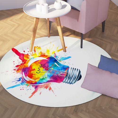 Via Vela Minimalistischer Stil waschbarer runder Teppich 200cm Graffiti Color Splash Pattern rutschfeste dünne Teppich-Fußmatten niedriger Flor für den Eingangsbereich Esszimmer Via Vela Minimalistischer Stil waschbarer runder Teppich 200cm Graffiti Color Splash Pattern rutschfeste dünne Teppich-Fußmatten niedriger Flor für den Eingangsbereich Esszimmer von Via Vela