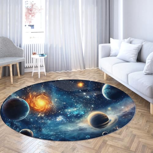 Via Vela Moderne runde Teppiche 180cm Outer Space Universe Planet Muster Waschbarer Rutschfester Rückseitenteppich mit niedrigem Flor Throw Circle für das Bett des Gästezimmers Via Vela Moderne runde Teppiche 180cm Outer Space Universe Planet Muster Waschbarer Rutschfester Rückseitenteppich mit niedrigem Flor Throw Circle für das Bett des Gästezimmers von Via Vela