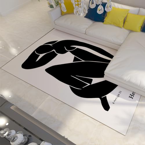 Via Vela Moderner Teppich schwarz-weiß Morris-Läufer Badezimmerteppich Innenbodenteppich für Küche und Schlafzimmer 90x180 cm von Via Vela