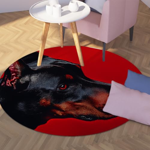 Via Vela Roter maschinenwaschbarer runder Teppich 80cm Tiermotiv Hundedruck Rutschfester niedrigfloriger Innenboden-Kreisteppich für Küche Schlafzimmer Konferenzraum Via Vela Roter maschinenwaschbarer runder Teppich 80cm Tiermotiv Hundedruck Rutschfester niedrigfloriger Innenboden-Kreisteppich für Küche Schlafzimmer Konferenzraum von Via Vela