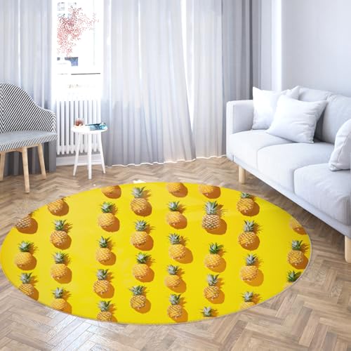 Via Vela Runde Teppiche im Landhausstil 160cm Ananasdruck waschbar Rutschfester flachfloriger Faltbarer dünner Kreisteppich für Zuhause Schlafzimmer Sofa Esszimmer Via Vela Runde Teppiche im Landhausstil 160cm Ananasdruck waschbar Rutschfester flachfloriger Faltbarer dünner Kreisteppich für Zuhause Schlafzimmer Sofa Esszimmer von Via Vela