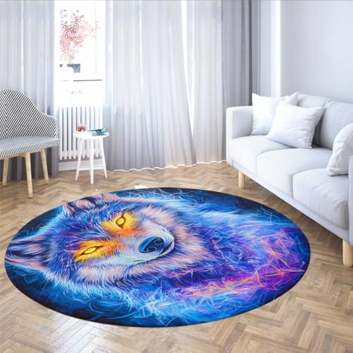 Via Vela Runde Teppiche im abstrakten Stil 200cm Fantasy Mysterious Wolf Print Maschinenwaschbarer Kreis Teppichboden rutschfest für Waschküche Esszimmer Via Vela Runde Teppiche im abstrakten Stil 200cm Fantasy Mysterious Wolf Print Maschinenwaschbarer Kreis Teppichboden rutschfest für Waschküche Esszimmer von Via Vela