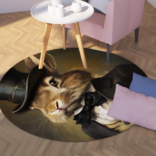 Via Vela Runde Teppiche im klassischen Stil für das Kinderzimmer 200cm Hase Gentleman Muster Maschinenwaschbarer Kreis Teppichboden rutschfest für Esszimmer Via Vela Runde Teppiche im klassischen Stil für das Kinderzimmer 200cm Hase Gentleman Muster Maschinenwaschbarer Kreis Teppichboden rutschfest für Esszimmer von Via Vela
