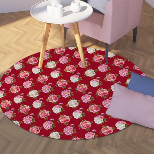 Via Vela Runder Teppich im Retro-Stil 180cm Retro Rich Pfingstrose Blumendruck waschbarer niedriger Flor Rutschfester dünner Kreisteppich für Schrank Zuhause Flur Spielzimmer Via Vela Runder Teppich im Retro-Stil 180cm Retro Rich Pfingstrose Blumendruck waschbarer niedriger Flor Rutschfester dünner Kreisteppich für Schrank Zuhause Flur Spielzimmer von Via Vela
