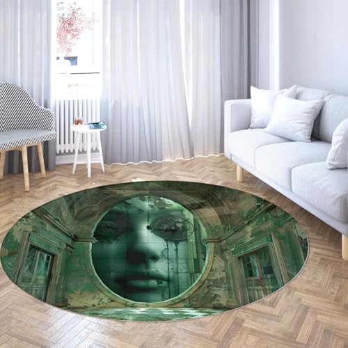 Via Vela Runder Teppich im surrealistischen Stil 80cm abstraktes architektonisches Gesichtsmuster waschbarer Rutschfester Kreisteppich mit niedrigem Flor für Schrank Flur Spielzimmer Via Vela Runder Teppich im surrealistischen Stil 80cm abstraktes architektonisches Gesichtsmuster waschbarer Rutschfester Kreisteppich mit niedrigem Flor für Schrank Flur Spielzimmer von Via Vela
