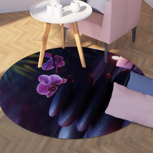 Via Vela Runder Teppiche im einzigartigen Stil 80cm lila Orchidee gestapeltes Steinmuster Maschinenwaschbarer Kreisteppichboden rutschfest für Waschküche Esszimmer Via Vela Runder Teppiche im einzigartigen Stil 80cm lila Orchidee gestapeltes Steinmuster Maschinenwaschbarer Kreisteppichboden rutschfest für Waschküche Esszimmer von Via Vela