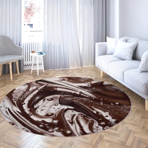 Via Vela Runder Teppiche im zeitgenössischen Stil 200cm Schokoladensauce Texturdruck Rutschfester waschbarer weicher runder Teppich mit niedrigem Flor für den Inneneingang im Freien Via Vela Runder Teppiche im zeitgenössischen Stil 200cm Schokoladensauce Texturdruck Rutschfester waschbarer weicher runder Teppich mit niedrigem Flor für den Inneneingang im Freien von Via Vela