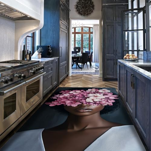 Via Vela Schöne Teppiche im Kunststil Elegante Afroamerikanerin Schwarze Frau mit rosa Blumen Waschbarer Rutschfester dünner Teppich mit niedrigem Flor für Cafe 180x240cm Via Vela Schöne Teppiche im Kunststil Elegante Afroamerikanerin Schwarze Frau mit rosa Blumen Waschbarer Rutschfester dünner Teppich mit niedrigem Flor für Cafe 180x240cm von Via Vela