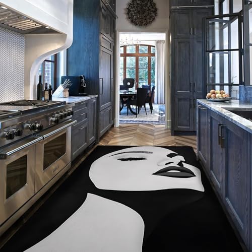 Via Vela Schwarz-Weiß-Stil Teppiche Elegante Frau mit minimalistischen abstrakten Linien Waschbarer Rutschfester dünner Teppich mit niedrigem Flor für das Badezimmer 80x150cm Via Vela Schwarz-Weiß-Stil Teppiche Elegante Frau mit minimalistischen abstrakten Linien Waschbarer Rutschfester dünner Teppich mit niedrigem Flor für das Badezimmer 80x150cm von Via Vela