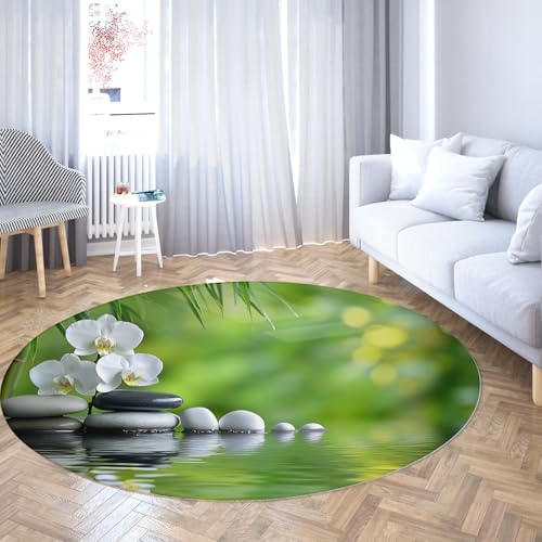 Via Vela Spa Style Waschbarer runder Teppich 150cm Stone Orchid Reflection Wohnzimmer Rutschfester dünner Teppich Fußmatten niedriger Flor für Eingangsbereich Esszimmer Via Vela Spa Style Waschbarer runder Teppich 150cm Stone Orchid Reflection Wohnzimmer Rutschfester dünner Teppich Fußmatten niedriger Flor für Eingangsbereich Esszimmer von Via Vela