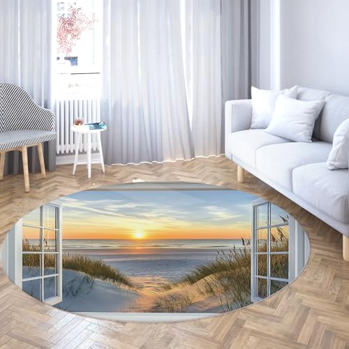 Via Vela Sunrise Landscape Runder Teppich 100cm Dune Beach Weed Landschaft Waschbar niedriger Flor Weicher Rutschfester dünner Kreis Matte Teppich für Schrank Zuhause Flur Via Vela Sunrise Landscape Runder Teppich 100cm Dune Beach Weed Landschaft Waschbar niedriger Flor Weicher Rutschfester dünner Kreis Matte Teppich für Schrank Zuhause Flur von Via Vela