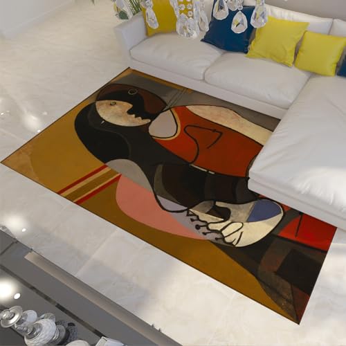 Via Vela Teppich mit berühmtem Picasso-Gemälde waschbar rutschfest für Eingangsbereich Schlafzimmer Vintage-Nachttisch Küchenmatte weich 60x90 cm von Via Vela