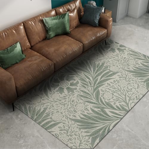 Via Vela Teppiche für Wohnzimmer 60x90cm Landpflanzen Blumen Druck Niederflor Waschbar Rutschfester Innenteppich für Schlafzimmer Bauernhaus Home Office von Via Vela