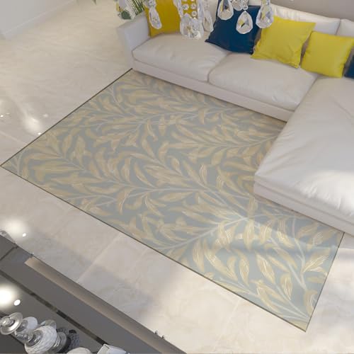 Via Vela Teppiche für das Wohnzimmer 60x90cm Boho Leaf Print Waschbarer weicher Rutschfester Nicht ablösender Indoor-Teppich für Esszimmer Home Office Spielzimmer von Via Vela