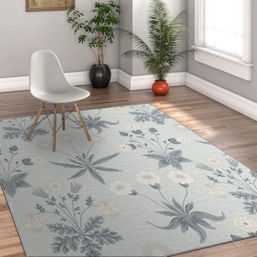 Via Vela Teppiche im Landhausstil 60x120cm Botanische Blumendrucke Kleiner Rutschfester waschbarer Überwurf Innentürteppich für Eingangsküche Nachttisch von Via Vela