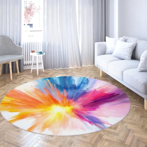 Via Vela Weißer runder Teppich 160cm bunter Abstrakter Explosion Splash Liquid Print Rutschfester niedriger Flor Nicht verschütteter Kreisteppich für Außenterrasse Via Vela Weißer runder Teppich 160cm bunter Abstrakter Explosion Splash Liquid Print Rutschfester niedriger Flor Nicht verschütteter Kreisteppich für Außenterrasse von Via Vela