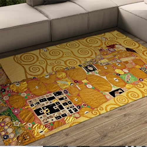 Vintage Verdunkelungsteppiche Gustav Klimt Gold Home Teppich für Schlafzimmer Wohnzimmer Retro-Teppich für Küche Eingangsbereich Innen-Fußmatte 60x120 cm Vintage Verdunkelungsteppiche Gustav Klimt Gold Home Teppich für Schlafzimmer Wohnzimmer Retro-Teppich für Küche Eingangsbereich Innen-Fußmatte 60x120 cm von Via Vela