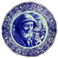 Delft Alter Mann Mit Pfeife Wandteller, Sammlerstück Handbemalter Wandteller von ViaCodice