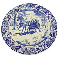 Vintage Blauw Delft Keramik Wandbehang Platte, Große Ladegerät Wandplatte von ViaCodice