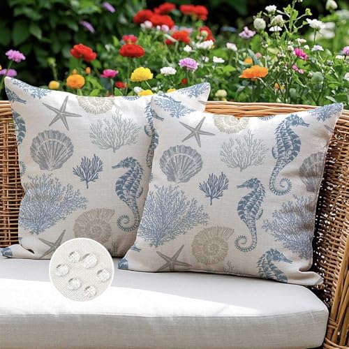ViaElayu Kissenbezug 50x50 cm Outdoor Kissen Wetterfest Blau Kissenbezüge Gartenbank Wasserfest Cushion Covers Seepferdchen Sommer Kissen Deko für Garten Sofa Wohnzimmer Terrasse Bett 2er Set ViaElayu Kissenbezug 50x50 cm Outdoor Kissen Wetterfest Blau Kissenbezüge Gartenbank Wasserfest Cushion Covers Seepferdchen Sommer Kissen Deko für Garten Sofa Wohnzimmer Terrasse Bett 2er Set von ViaElayu