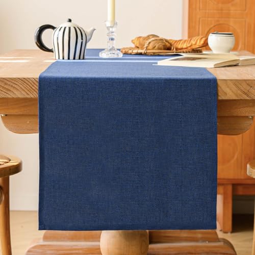 ViaElayu Tischläufer Marineblau Frühling Modern Tisch läufer Abwaschbar Tischdeko Landhausstil Table Runner Küche Tisch Dekoration Party Geburtstag Hochzeit Dekor 40x140 cm von ViaElayu