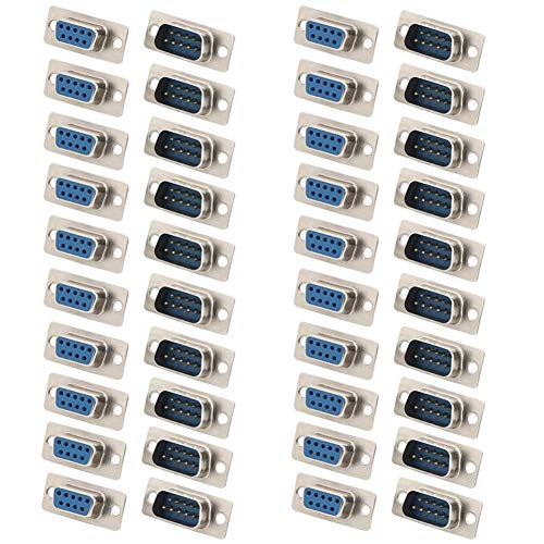 ViaGasaFamido 40PCs RS232-Anschluss DB9-Kernstecker + Buchse Blau Monitorsteckerbuchse Industrieller Zubehörstecker Blauer serieller DB9-Kernsteckverbinder von ViaGasaFamido