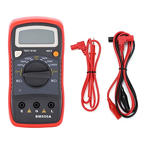 BM500A 1000 V LCD-Widerstandstester Digitales Isolationswiderstandsmessgerät Megohm-Meter mit 2 Clips für Motoren Kabel Schalter Elektrogeräte BM500A 1000 V LCD-Widerstandstester Digitales Isolationswiderstandsmessgerät Megohm-Meter mit 2 Clips für Motoren Kabel Schalter Elektrogeräte von ViaGasaFamido