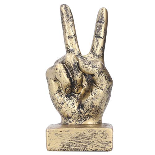 ViaGasaFamido Harz Finger Desktop Statuen, Hand Tischdekoration Harz Finger Geste Skulptur Kreative Statue Hände Skulpturen Kreative Geste Schrank Regal Dekoration[Silber] Statuen von ViaGasaFamido