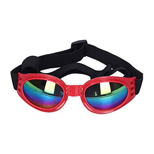 ViaGasaFamido Hundebrille, Verstellbare wasserdichte Winddichte Sonnenbrille für Haustiere Sommer Faltbare UV-Schutzbrille für Hunde für Mittlere und Große Hunde[rot] Sonnenbrillen von ViaGasaFamido