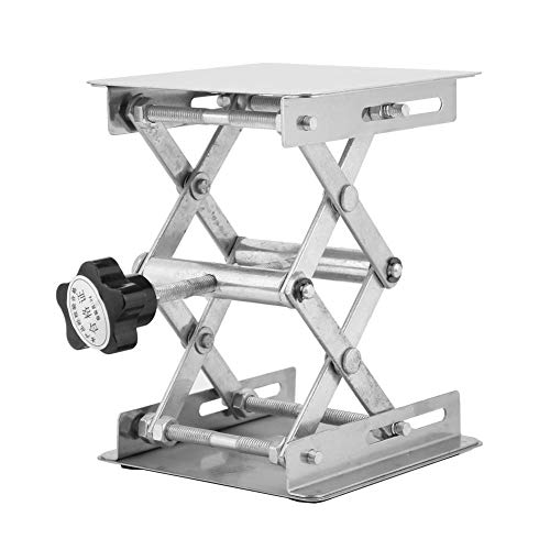 Labor-Hebetisch, 100 * 100 mm Edelstahl-Labor-Hebebühne Ständer-Gestell Schere Lab-Lift-Lifter Manuelle Steuerung zum Einstellen der Instrumentenhöhe für physikalische, chemische von ViaGasaFamido
