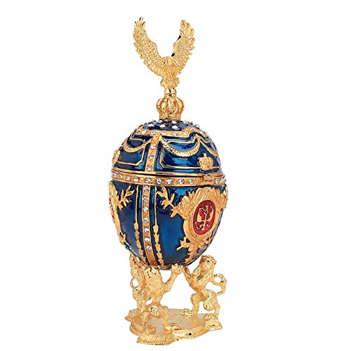 Schmuckschatulle, vergoldete Emaille bemalt glänzende Diamanten Faberge Egg Schmuckschatulle Handbemalte Metallhandwerk Home Decor OrnamenteBoxen & Kästen von ViaGasaFamido