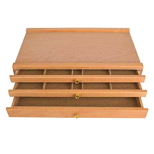 Staffeleibox, Aufbewahrungsbox aus Holz, verstellbar, 3 Schubladen, Künstlerstaffelei, Zeichnung, Schreibtischetui, multifunktionale Künstleraufbewahrung, Holzbox für Pastellstifte, M von ViaGasaFamido