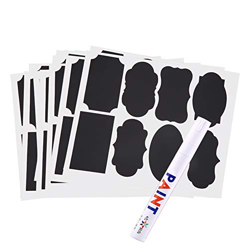 Tafel Etiketten Set Selbstklebende Label Schwarz Aufkleber mit Weiße Kreide Marker für Küche Glas Flaschen 88Pcs Tafel Etiketten Set Selbstklebende Label Schwarz Aufkleber mit Weiße Kreide Marker für Küche Glas Flaschen 88Pcs von ViaGasaFamido