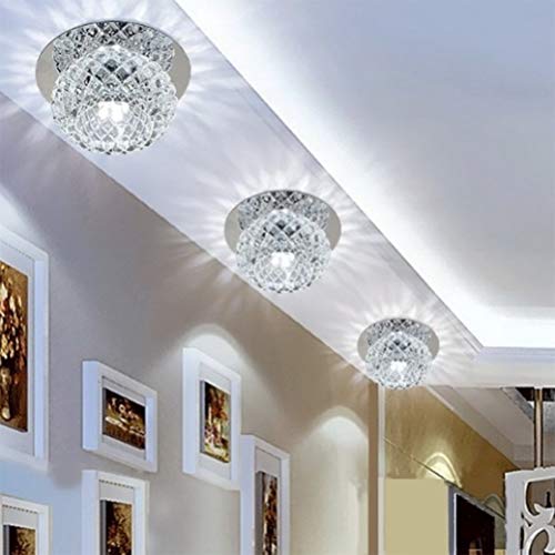 ViaGasaFamido 10 Cm Große LED-Deckenleuchte mit Kristalllampenschirm, 360° Blendendes Licht, Hohe Wärmeableitung, Geeignet für Küchen, Garagen, Flure und Innenbereiche (Sortierte Farbe) von ViaGasaFamido